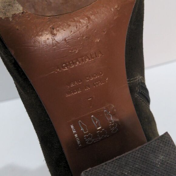 Aquatalia Suede Heeled Booties Olive Green Size 7 Made in Italy - Picture 10 of 12